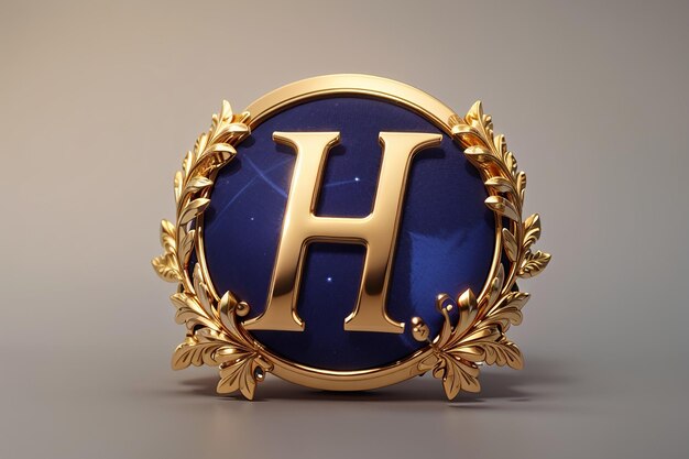 Luxury letter h logo royal gold star