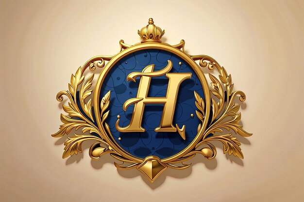 Роскошная буква h логотип королевской золотой звезды