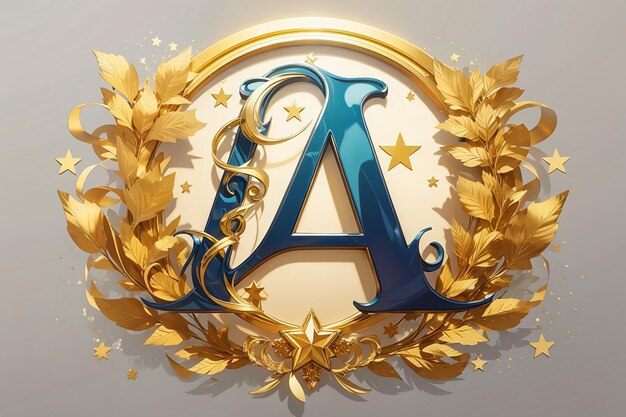 Luxury letter a logo royal gold star