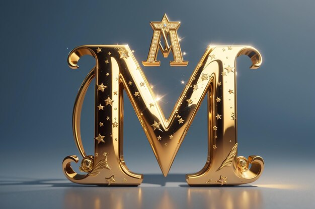 Luxury letter m logo royal gold star