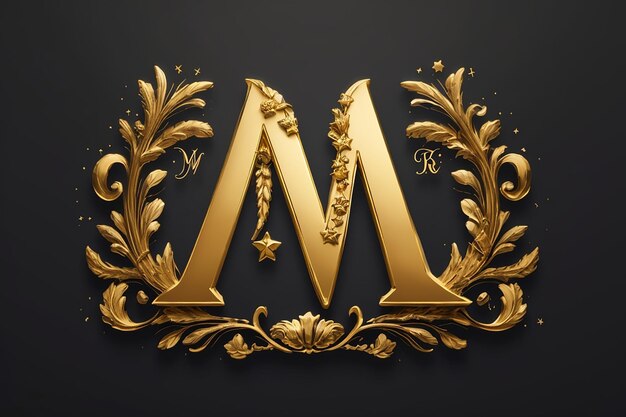 Роскошная буква m логотип королевская золотая звезда