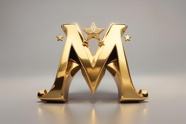 Luxury letter m logo royal gold star