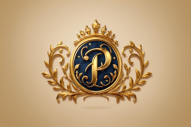 Photo luxury letter p logo royal gold star