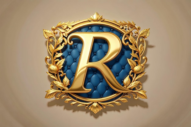 Photo luxury letter r logo royal gold star