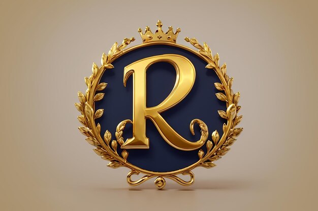 Foto lettera di lusso r logo stella d'oro reale