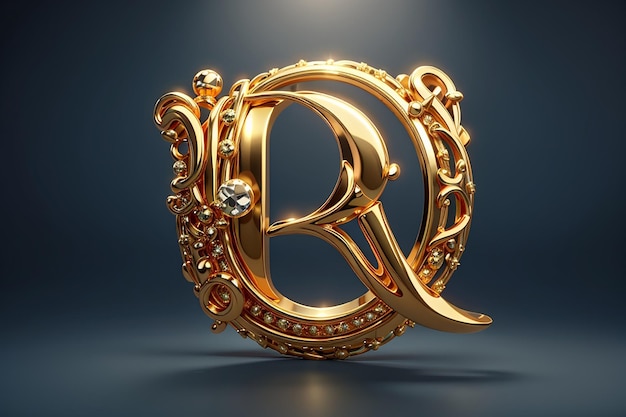 Foto lettera di lusso r logo stella d'oro reale