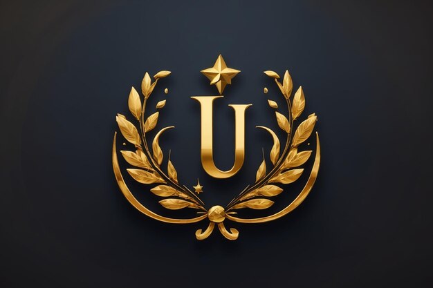 Luxury letter u logo royal gold star