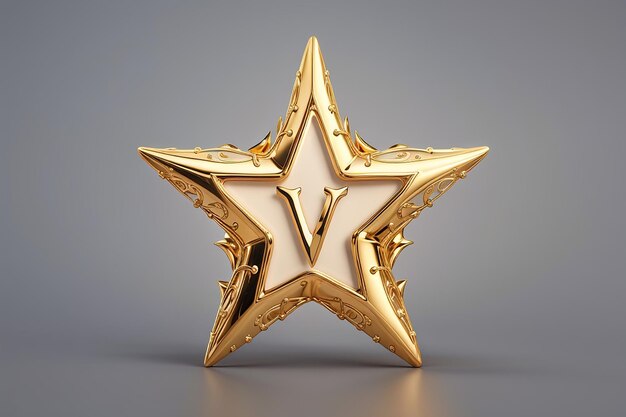 Luxury letter v logo royal gold star