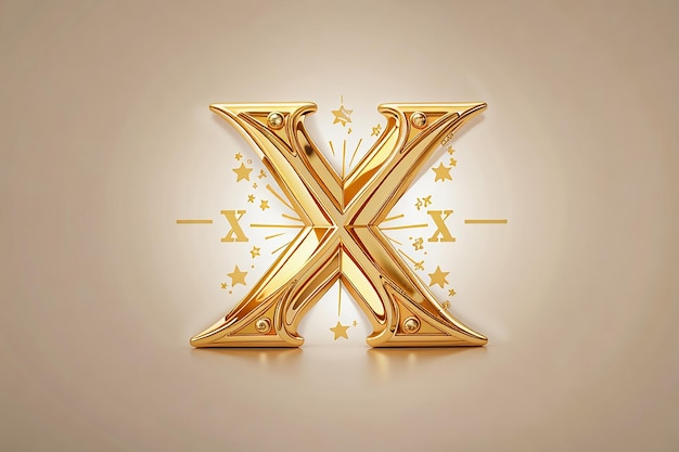 Luxury letter x logo royal gold star