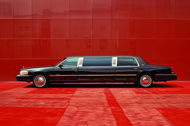 A luxury limousine pulling up to a red carpet event