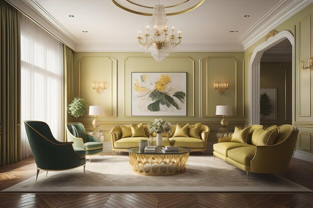 Luxury living room interior with furniture ai generative