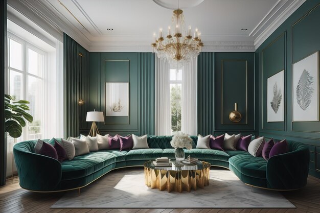 Luxury living room interior with furniture ai generative