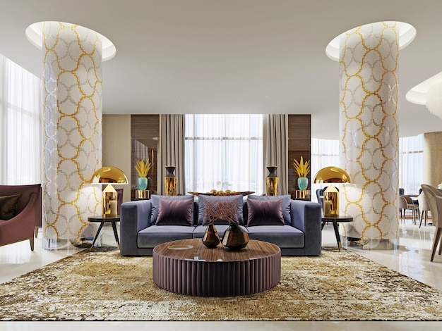 Luxury lobby interior. 3d rendering