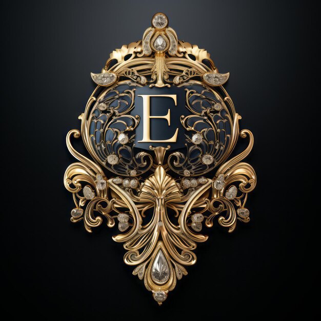 Luxury logo detailed with a double capital E including gold and diamonds