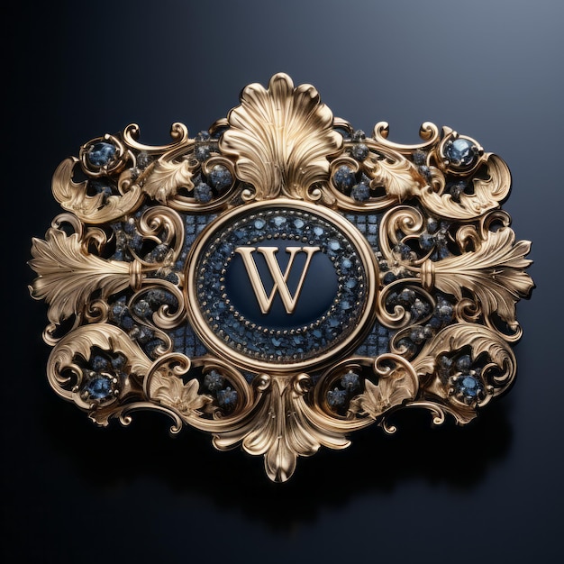 황금과 다이아몬드를 포함하여 두 개의 대문자 W로 세부화 된 럭셔리 로고
