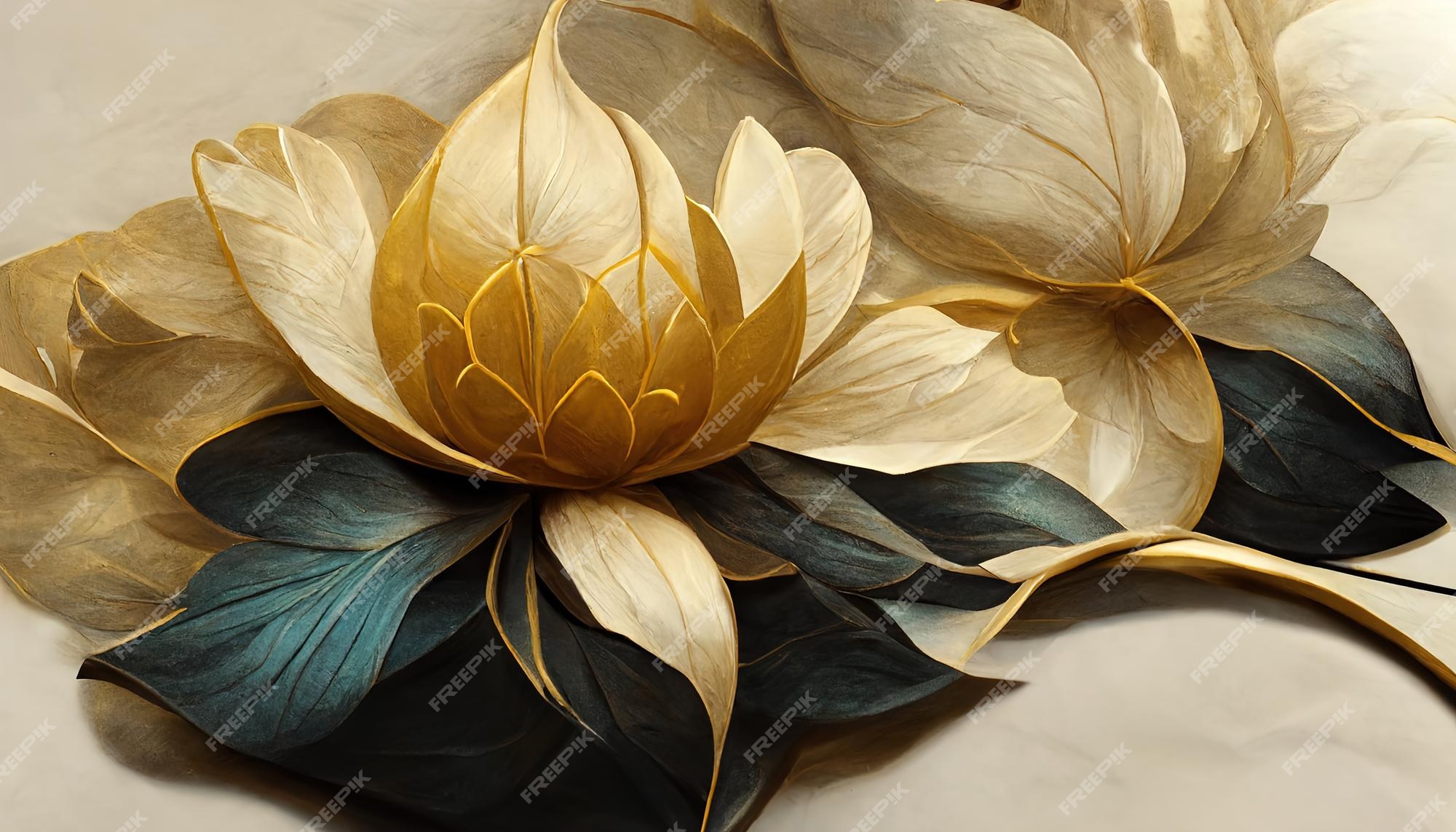 Premium Photo | Luxury lotus wallpaper lotus design line art golden lotus 3d rendering raster illustration Premium Photo | Luxury lotus wallpaper lotus design line art golden lotus 3d rendering raster illustration