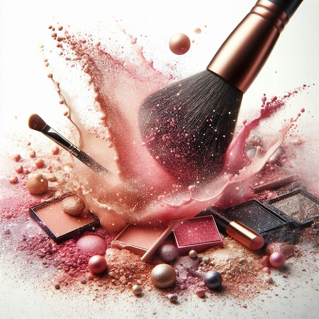 luxury makeup brush splash with mica powder