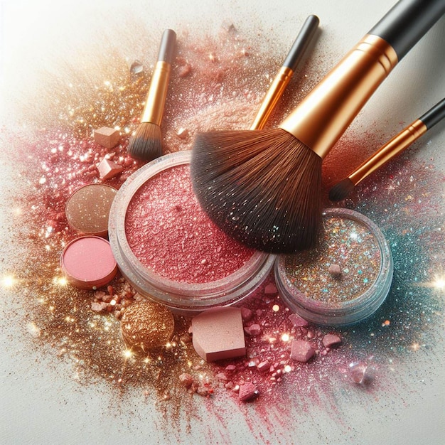 luxury makeup brush splash with mica powder