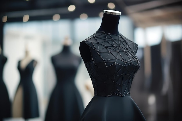 스튜디오 에서 블랙 세킨 드레스 를 만드는 것 의 사치