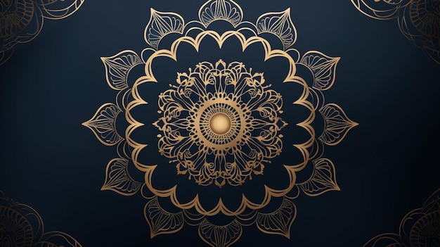 Foto mandala di lusso a disegno arabesco dorato in stile arabo islamico orientale in stile ramadan mandala decorativo