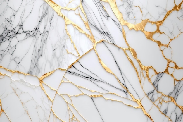 Luxury marble texture background white gold Natural stone material pattern Generative AI