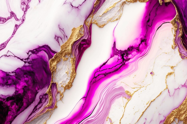 Luxury marble texture background white magenta gold Natural stone color pattern Generative AI