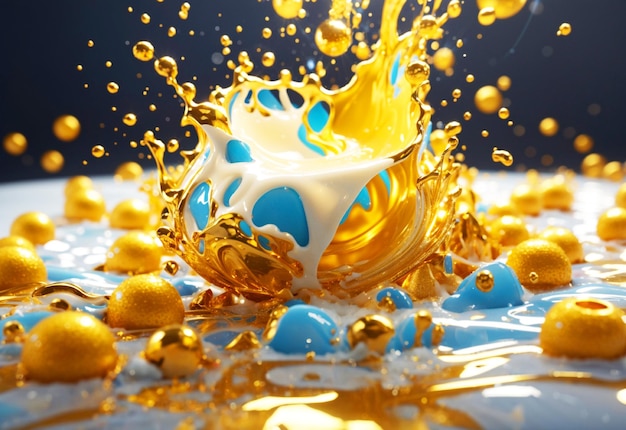 Foto frutti di latte di lusso spruzzi d'oro