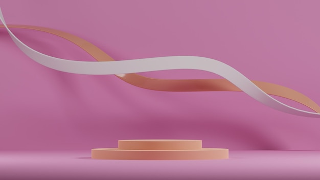 luxury minimal pink rose background with podium display empty pedestal for production presentation