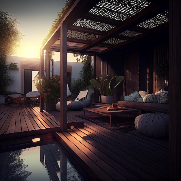 Luxury minimalist home pool made withgenerative ai