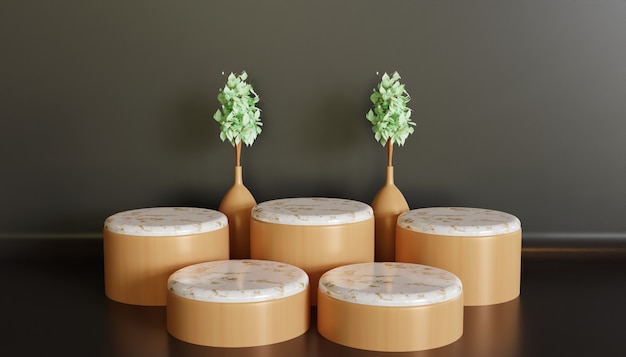 Foto palcoscenico di lusso e minimalista per podio, supporto in marmo ceramico minimalista bianco per vetrina di prodotti