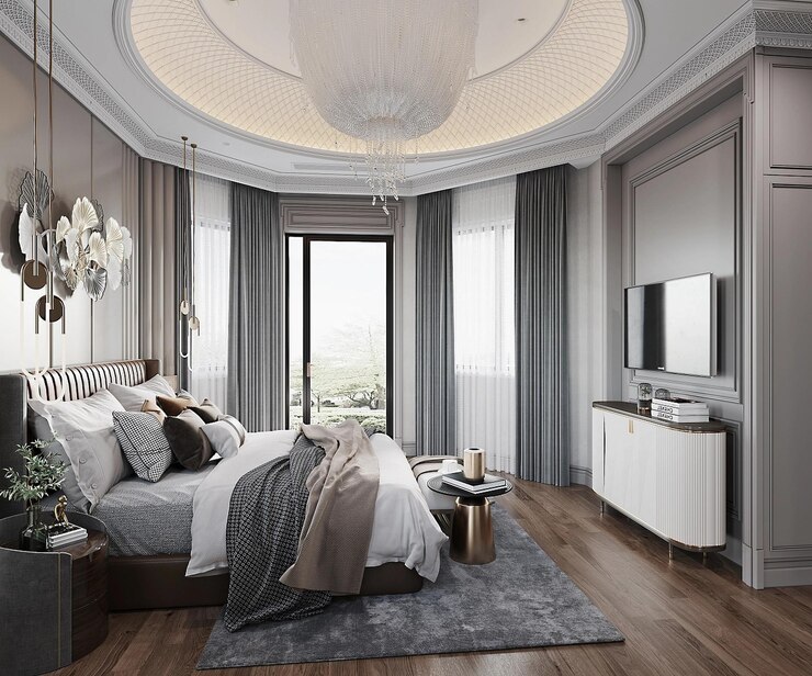 Photo luxury modern bedroom interior