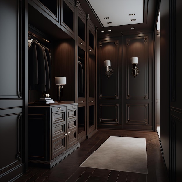 Luxury modern dark wood dressing room