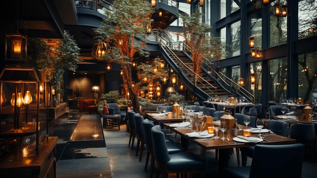 Photo a luxury modern decorated restaurant