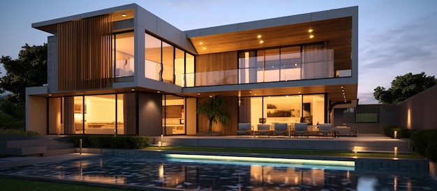 Photo luxury modern house ai generated image