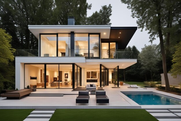 Luxury modern house in real estate sale or property