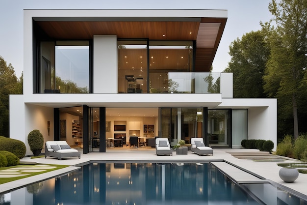 Luxury modern house in real estate sale or property