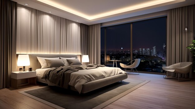 Photo luxury modern japanese style bedroom