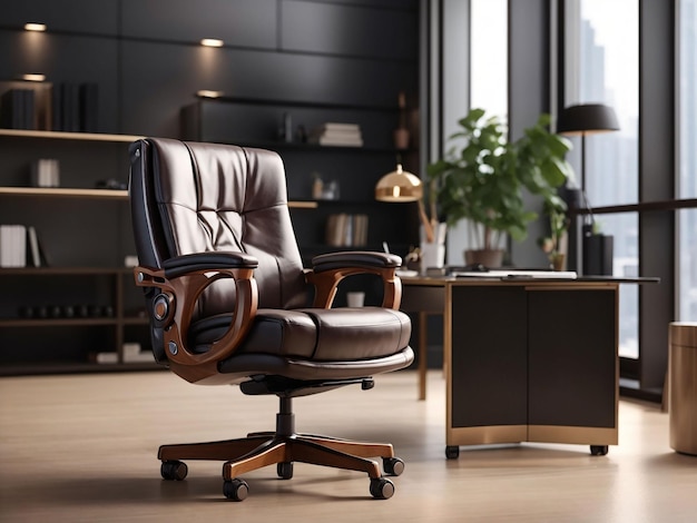Фото Роскошный современный кожаный офисный стул удобный и элегантный, созданный ии