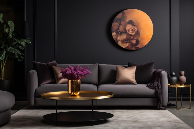 Luxury Modern Living Dark Hues Gold Accents and Artistic Depth