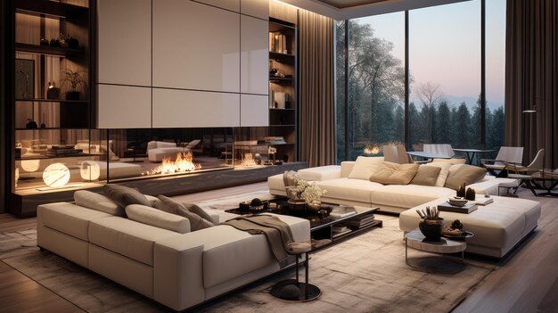 Photo luxury modern living room interior design