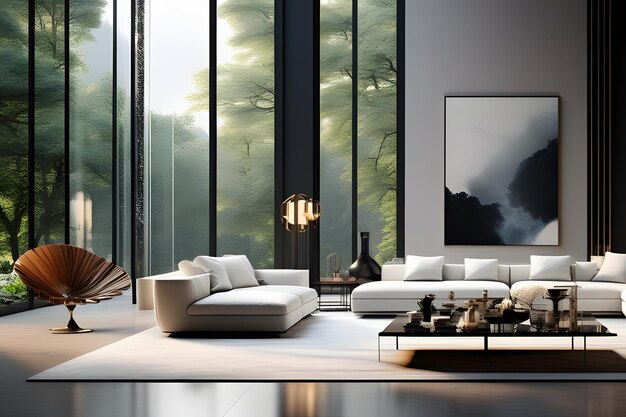 Photo luxury modern living room with elegant decor