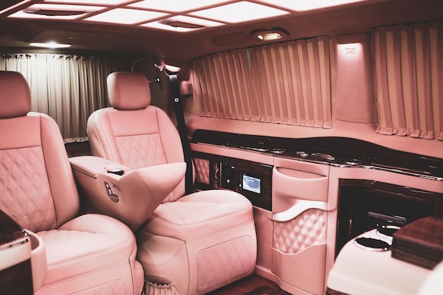 Luxury modern pink car interior