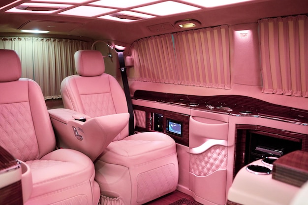 Luxury modern pink car interior