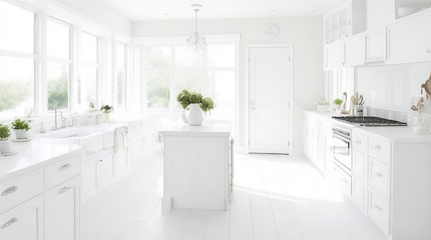 Luxury modern pure white dream kitchen that is totally spotless