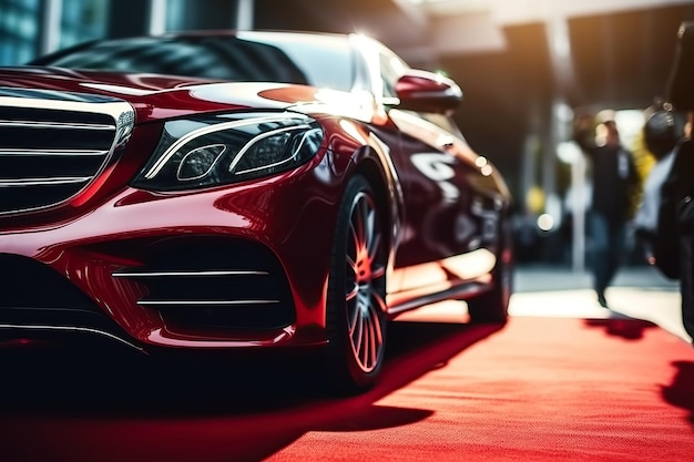 Luxury modern red car closeup Generative AI