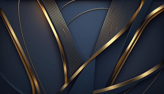 Luxury navy blue background combine with glowing gold Generative AI