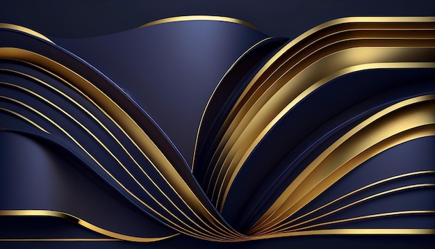 Luxury navy blue background combine with glowing golden Generative AI