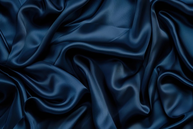 Luxury navy blue silk satin fabric for design projects