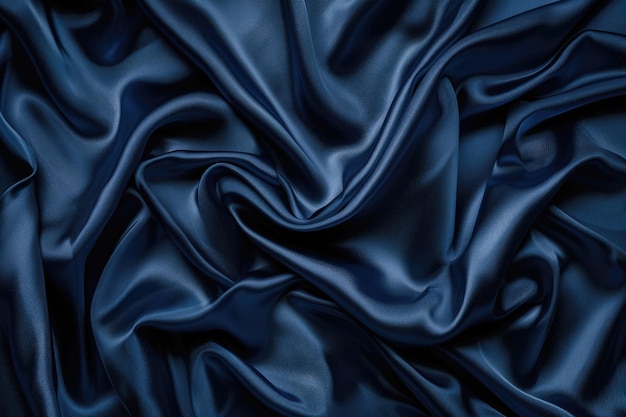 Photo luxury navy blue silk satin fabric for design purposes