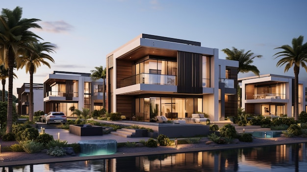 Luxury neighborhood architecture design ideas 3D